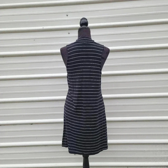 Aero Seriously Soft Womens Black White Striped Sleeveless Dress Mock Neck M - Picture 5 of 9